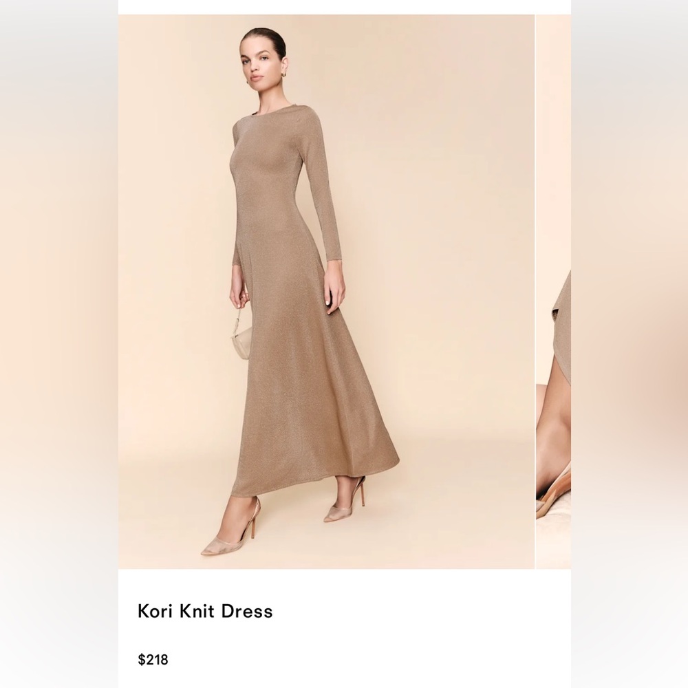 Reformation Kori Knit Dress in Beige Sparkle